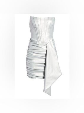 Lavish Alice Metallic Silver Corset Ruched Mini Dress NWT size 0